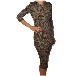 Pinko - Dress Pierpaolo2 in Animal Print Zebra Pattern - Black/Beige - Dress - Made in Italy - Luxury Exclusive Collection - Avvenice