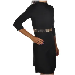 Pinko - Dress Vallese with Mirror Application around the Waist - Black - Dress - Made in Italy - Luxury Exclusive Collection - Avvenice