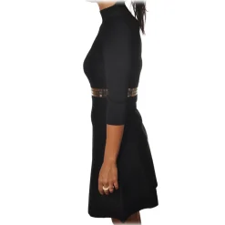 Pinko - Dress Vallese with Mirror Application around the Waist - Black - Dress - Made in Italy - Luxury Exclusive Collection - Avvenice