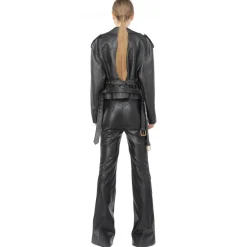 Pinko - Flare Trousers Leather Effect - Black - Trousers - Made in Italy - Luxury Exclusive Collection - Avvenice