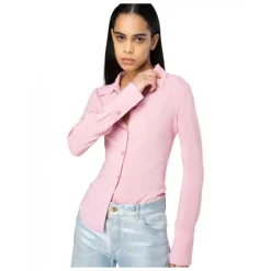 Pinko - Georgette Crop Tight Shirt - Pink - Shirts - Made in Italy - Luxury Exclusive Collection - Avvenice
