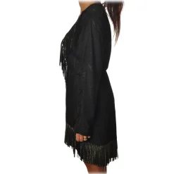 Pinko - Guarino Dress Mini with Fringes and Rhinestones - Black - Dress - Made in Italy - Luxury Exclusive Collection - Avvenice