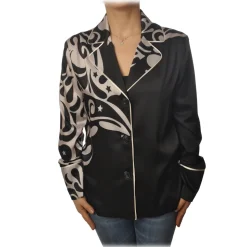 Pinko - Jacket Calimero in Abstract Pattern - Black/Ivory - Jacket - Made in Italy - Luxury Exclusive Collection - Avvenice