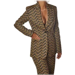 Pinko - Jacket Cassegrain in Geometric Pattern - Yellow/Pink - Jacket - Made in Italy - Luxury Exclusive Collection - Avvenice