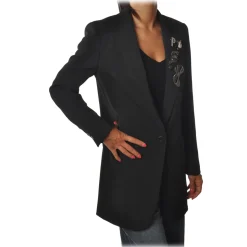 Pinko - Jacket Cirano1 Single-breasted with Brooches Applied - Black - Jacket - Made in Italy - Luxury Exclusive Collection - Avvenice
