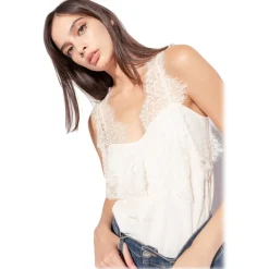 Pinko - Jacquard Print Lace Top - White - Top - Made in Italy - Luxury Exclusive Collection - Avvenice