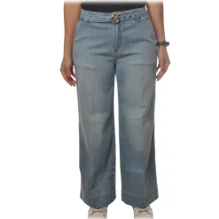 Pinko - Jeans Peggy4 with Logo Denim Belt - Light Blue - Trousers - Made in Italy - Luxury Exclusive Collection - Avvenice