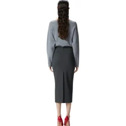 Pinko - Long Skirt in Technical Fabric - Anthracite Grey - Skirt - Made in Italy - Luxury Exclusive Collection - Avvenice