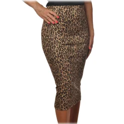 Pinko - Longuette Skirt Ortisei in Leopard Pattern - Black/Beige - Skirt - Made in Italy - Luxury Exclusive Collection - Avvenice