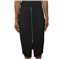 Pinko - Longuette Skirt Sagomare with Zip Detail - Black - Skirt - Made in Italy - Luxury Exclusive Collection - Avvenice