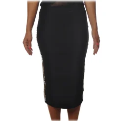 Pinko - Lounguette Skirt Russo with Side Mirror Applications - Black - Skirt - Made in Italy - Luxury Exclusive Collection - Avvenice