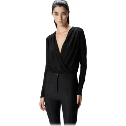 Pinko - Metallic Effect Draped Bodysuit - Black - Top - Made in Italy - Luxury Exclusive Collection - Avvenice