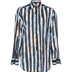 Pinko - Over Shirt in Broad Stripe Pattern - Light Blue/Black - Shirts - Made in Italy - Luxury Exclusive Collection - Avvenice