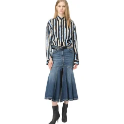 Pinko - Over Shirt in Broad Stripe Pattern - Light Blue/Black - Shirts - Made in Italy - Luxury Exclusive Collection - Avvenice