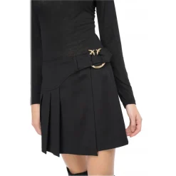 Pinko - Pleated Flannel Mini Skirt - Black - Skirt - Made in Italy - Luxury Exclusive Collection - Avvenice