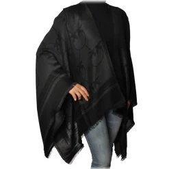 Pinko - Poncho in Logo Pattern - Black/Grey - Scarves - Made in Italy - Luxury Exclusive Collection - Avvenice