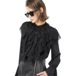 Pinko - Ruffled Blouse - Black - Shirts - Made in Italy - Luxury Exclusive Collection - Avvenice