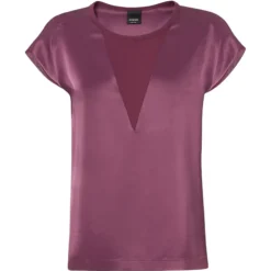 Pinko - Satin Fabric T-shirt Blouse - Bordeaux - Top - Made in Italy - Luxury Exclusive Collection - Avvenice