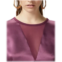 Pinko - Satin Fabric T-shirt Blouse - Bordeaux - Top - Made in Italy - Luxury Exclusive Collection - Avvenice