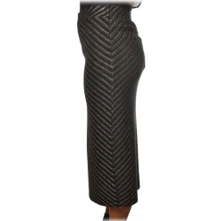 Pinko - Sheath Skirt Gas Midi in Diagonal Laminated Knit - Black - Skirt - Made in Italy - Luxury Exclusive Collection - Avvenice