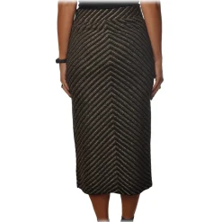 Pinko - Sheath Skirt Gas Midi in Diagonal Laminated Knit - Black - Skirt - Made in Italy - Luxury Exclusive Collection - Avvenice