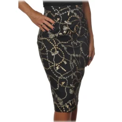 Pinko - Sheath Skirt Illusione Jewel-Patterned - Black - Skirt - Made in Italy - Luxury Exclusive Collection - Avvenice