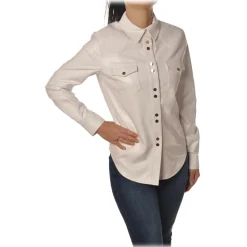 Pinko - Shirt Caroline6 in Faux Leather - White - Shirts - Made in Italy - Luxury Exclusive Collection - Avvenice