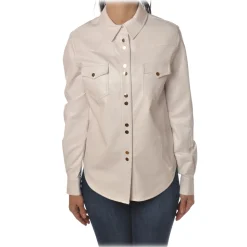 Pinko - Shirt Caroline6 in Faux Leather - White - Shirts - Made in Italy - Luxury Exclusive Collection - Avvenice