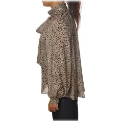 Pinko - Shirt Geocentrico with Ribbon and Bow - Black/Beige - Shirt - Made in Italy - Luxury Exclusive Collection - Avvenice