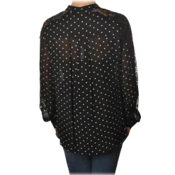 Pinko - Shirt Marronglace with Sleeves in Lace and Pois Pattern - Black - Shirt - Made in Italy - Luxury Exclusive Collection - Avvenice