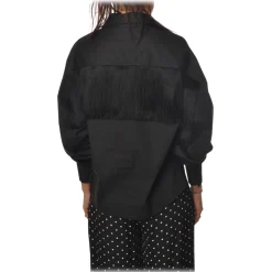 Pinko - Shirt Vegetariana Oversized with Collar and Deep Neckline - Black - Shirt - Made in Italy - Luxury Exclusive Collection - Avvenice