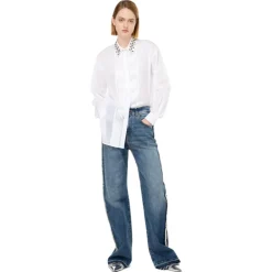 Pinko - Shirt with Plastron Detail with Pleats - White - Shirts - Made in Italy - Luxury Exclusive Collection - Avvenice