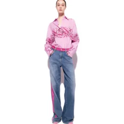Pinko - Shirt with Tropical Print - Pink - Shirts - Made in Italy - Luxury Exclusive Collection - Avvenice