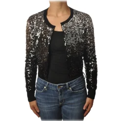 Pinko - Short Cardigan Albanese with Paillettes - Black/Silver - Sweater - Made in Italy - Luxury Exclusive Collection - Avvenice