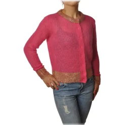 Pinko - Short Cardigan Quantunque with Lurex Details - Fuxia/Nude - Sweater - Made in Italy - Luxury Exclusive Collection - Avvenice