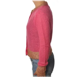 Pinko - Short Cardigan Quantunque with Lurex Details - Fuxia/Nude - Sweater - Made in Italy - Luxury Exclusive Collection - Avvenice