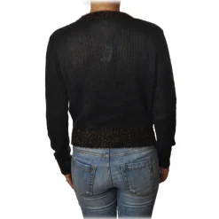 Pinko - Short Cardigan Quantunque with Lurex Details - Black - Sweater - Made in Italy - Luxury Exclusive Collection - Avvenice