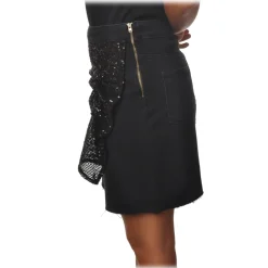 Pinko - Short Skirt Etta in Denim with Paillettes - Black - Skirt - Made in Italy - Luxury Exclusive Collection - Avvenice