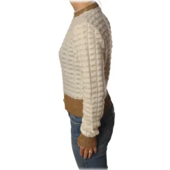 Pinko - Sweater Asciutto in Squared Wool - White/Beige - Sweater - Made in Italy - Luxury Exclusive Collection - Avvenice