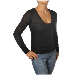 Pinko - Sweater Eritrea V-neck with Long Sleeve - Black - Sweater - Made in Italy - Luxury Exclusive Collection - Avvenice