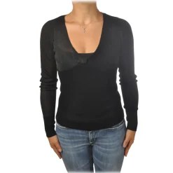 Pinko - Sweater Eritrea V-neck with Long Sleeve - Black - Sweater - Made in Italy - Luxury Exclusive Collection - Avvenice