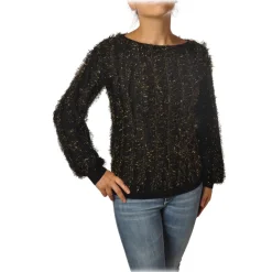 Pinko - Sweater Estonia in Two-tone Lurex Yarn - Black/Gold - Sweater - Made in Italy - Luxury Exclusive Collection - Avvenice