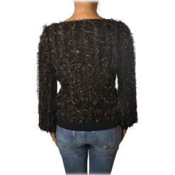 Pinko - Sweater Estonia in Two-tone Lurex Yarn - Black/Gold - Sweater - Made in Italy - Luxury Exclusive Collection - Avvenice