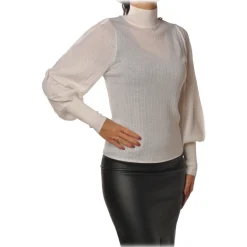 Pinko - Sweater Maccarese in Ribbed Wool - White - Sweater - Made in Italy - Luxury Exclusive Collection - Avvenice