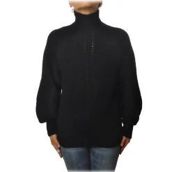 Pinko - Sweater MegaMix High Neck Oversized Fit - Black - Sweater - Made in Italy - Luxury Exclusive Collection - Avvenice