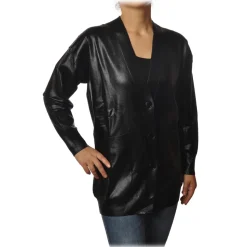 Pinko - Sweater Sebbene Oversized in Glossy Coated Effect - Black - Sweater - Made in Italy - Luxury Exclusive Collection - Avvenice