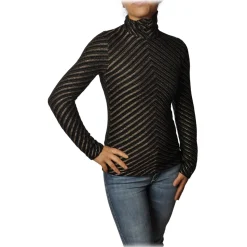 Pinko - Sweater Termometro in Diagonal Laminated Knit - Black/Gold - Sweater - Made in Italy - Luxury Exclusive Collection - Avvenice