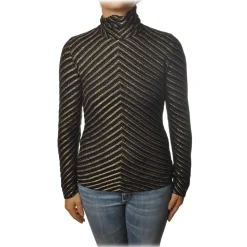 Pinko - Sweater Termometro in Diagonal Laminated Knit - Black/Gold - Sweater - Made in Italy - Luxury Exclusive Collection - Avvenice