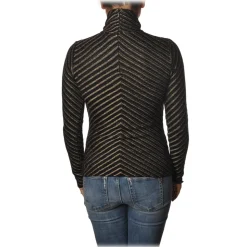 Pinko - Sweater Termometro in Diagonal Laminated Knit - Black/Gold - Sweater - Made in Italy - Luxury Exclusive Collection - Avvenice