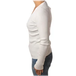 Pinko - Sweater Uruguay with Long Sleeve and V-neck - White - Sweater - Made in Italy - Luxury Exclusive Collection - Avvenice
